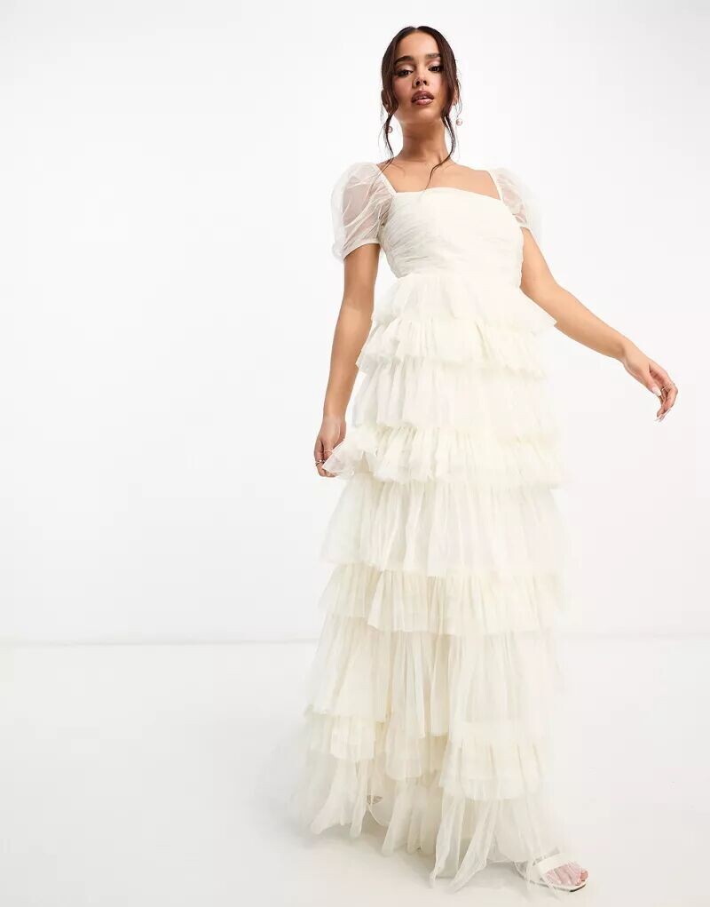 

Платье макси с пышными рукавами Anaya Bridal цвета слоновой кости