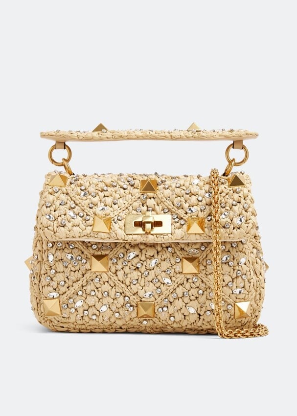 

Сумка VALENTINO GARAVANI Roman Stud medium shoulder bag, бежевый