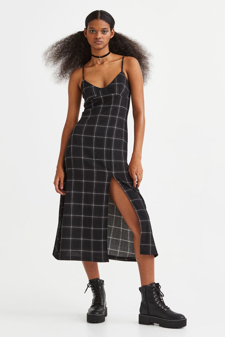 Платье без бретелек H&M, черный/сетка