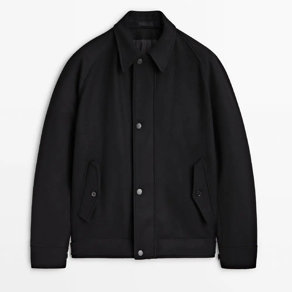 

Куртка Massimo Dutti Wool Blend Bomber - Studio, черный
