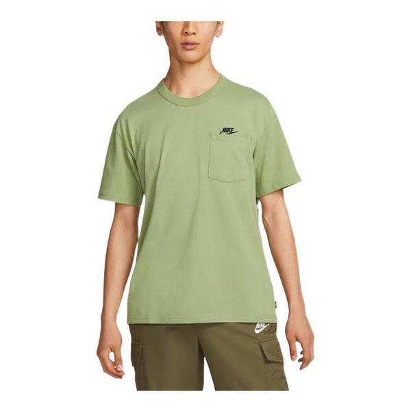 Футболка Men's Nike Solid Color Pocket Round Neck Loose Short Sleeve Green T-Shirt, Зеленый 2023 spring autumn new solid color round neck long sleeve sweatshirts women casual loose oversize motion pullovers all match top
