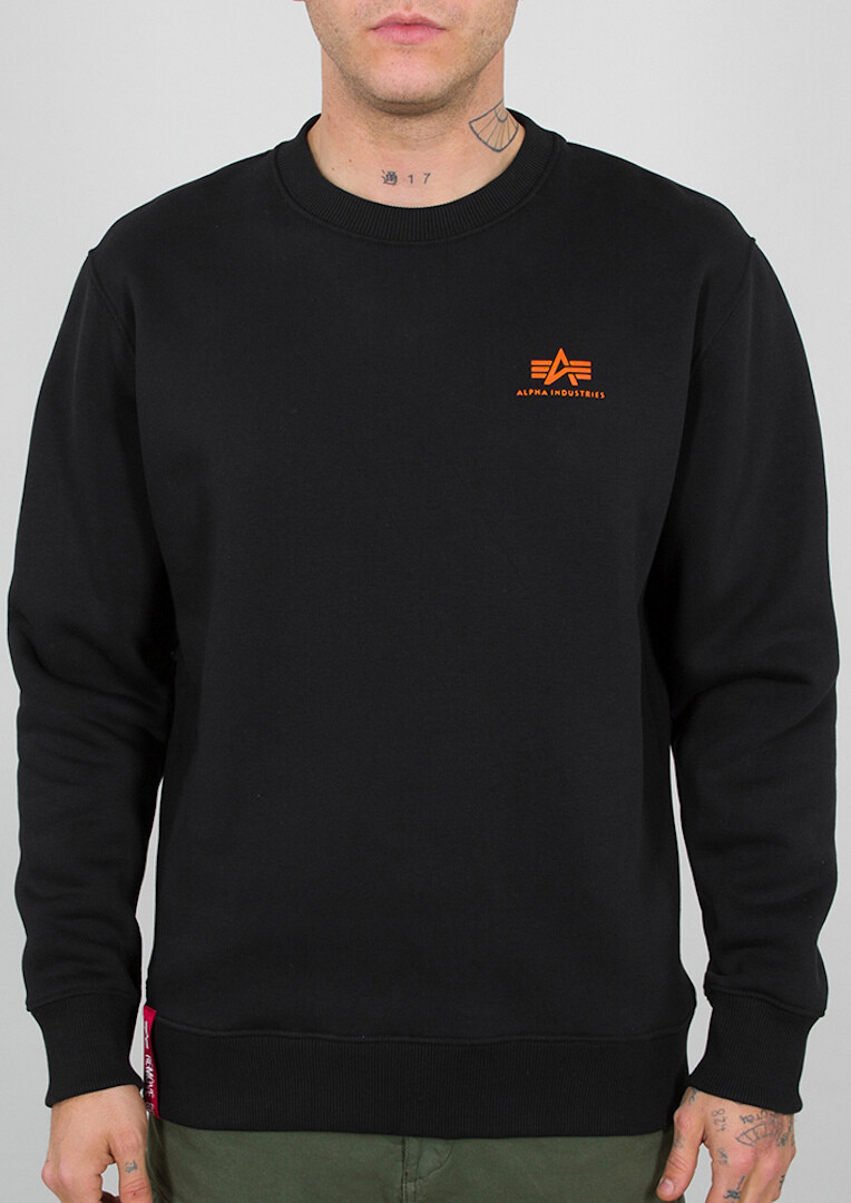 

Толстовка Alpha Industries Basic Small Logo Neon Print, черно-оранжевая