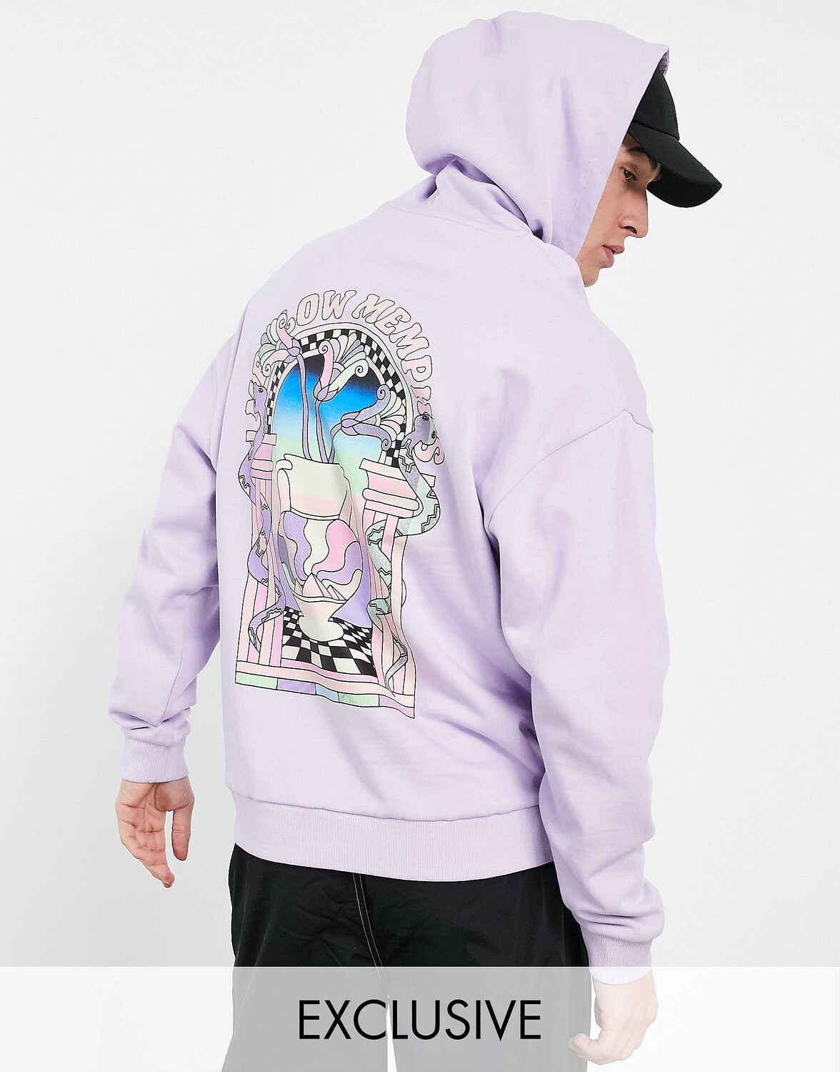 

Худи оверсайз сиреневого цвета с мистическим принтом на спине ASOS DESIGN, Фиолетовый