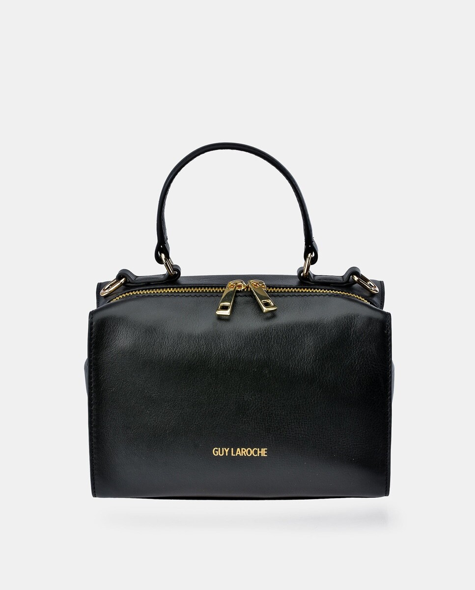 

Мини-черная кожаная сумка для боулинга на молнии Guy Laroche, черный