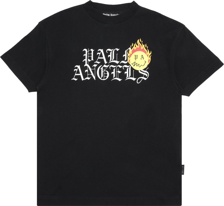 Футболка Palm Angels Burning Head Logo Short-Sleeve Tee 'Black/Yellow', черный - фото