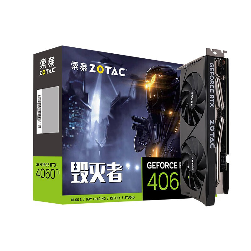 

Видеокарта ZOTAC GeForce RTX 4060 Ti Destroyer OC HA, 8 ГБ, черный