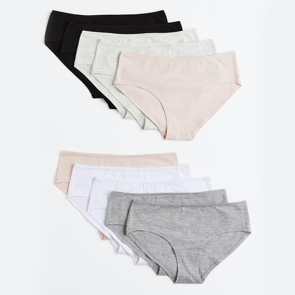 

Комплект трусов H&M Hipster, 10 предметов, чёрный/серый меланж