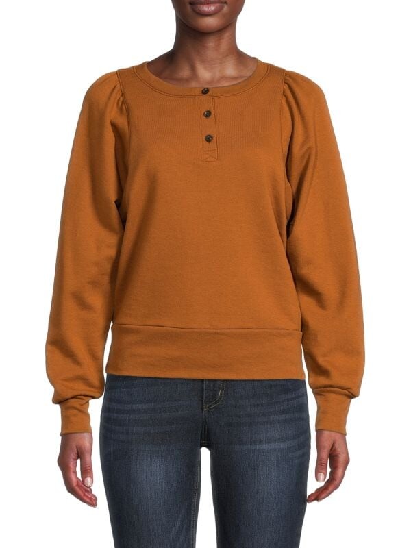 

Толстовка Madewell Henley с пышными рукавами, tan