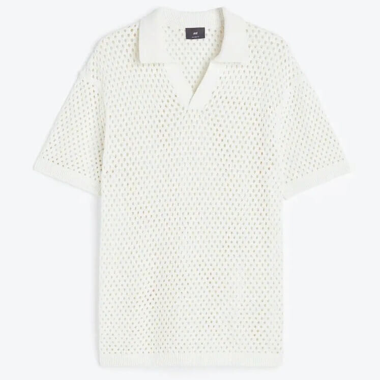 

Футболка поло H&M Relaxed Fit Hole-knit, белый
