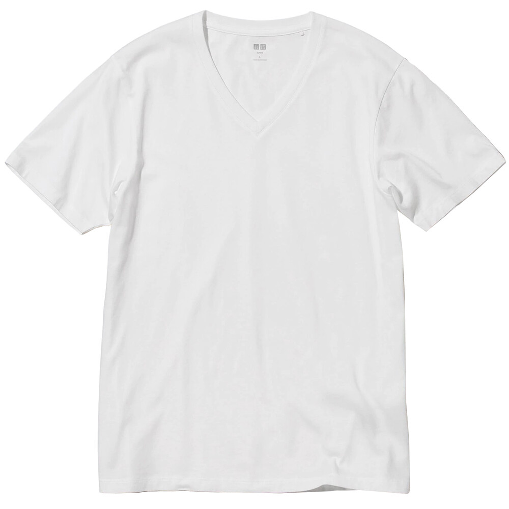 

Футболка Uniqlo Supima Cotton V-Neck Short-Sleeve, белый