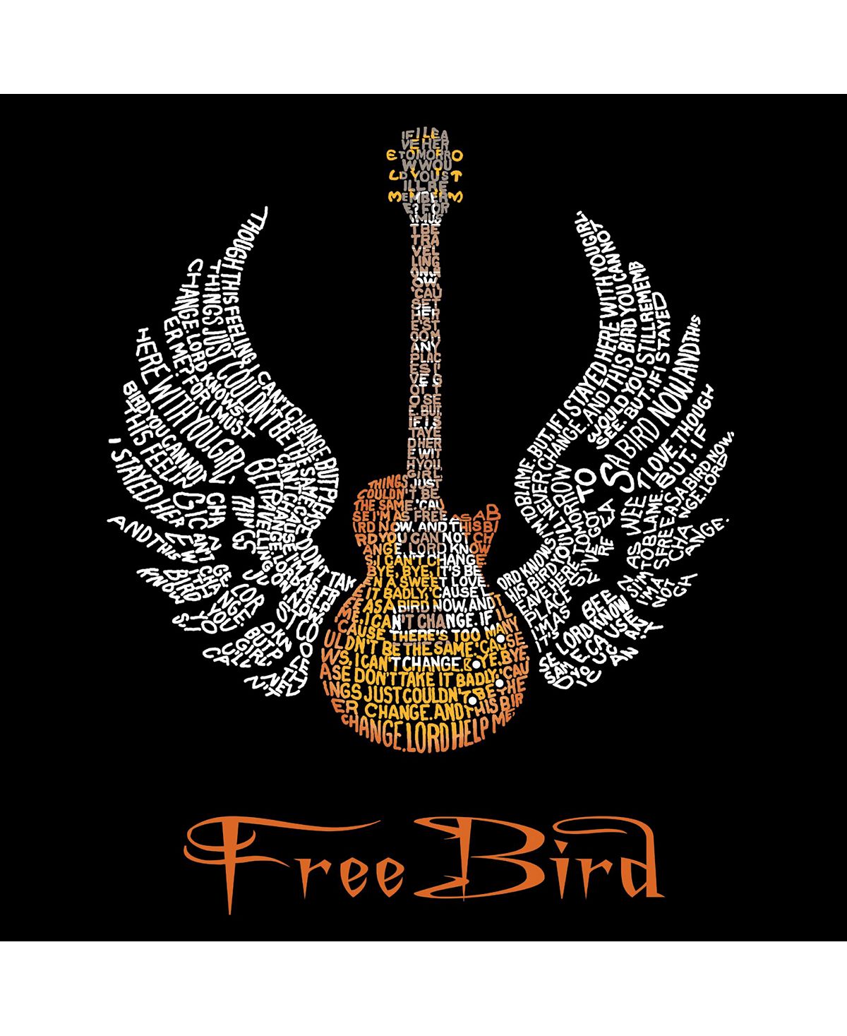 Мужская футболка с длинным рукавом word art - freebird текст и перевод  песни LA Pop Art, черный – заказать из-за рубежа в «CDEK.Shopping»