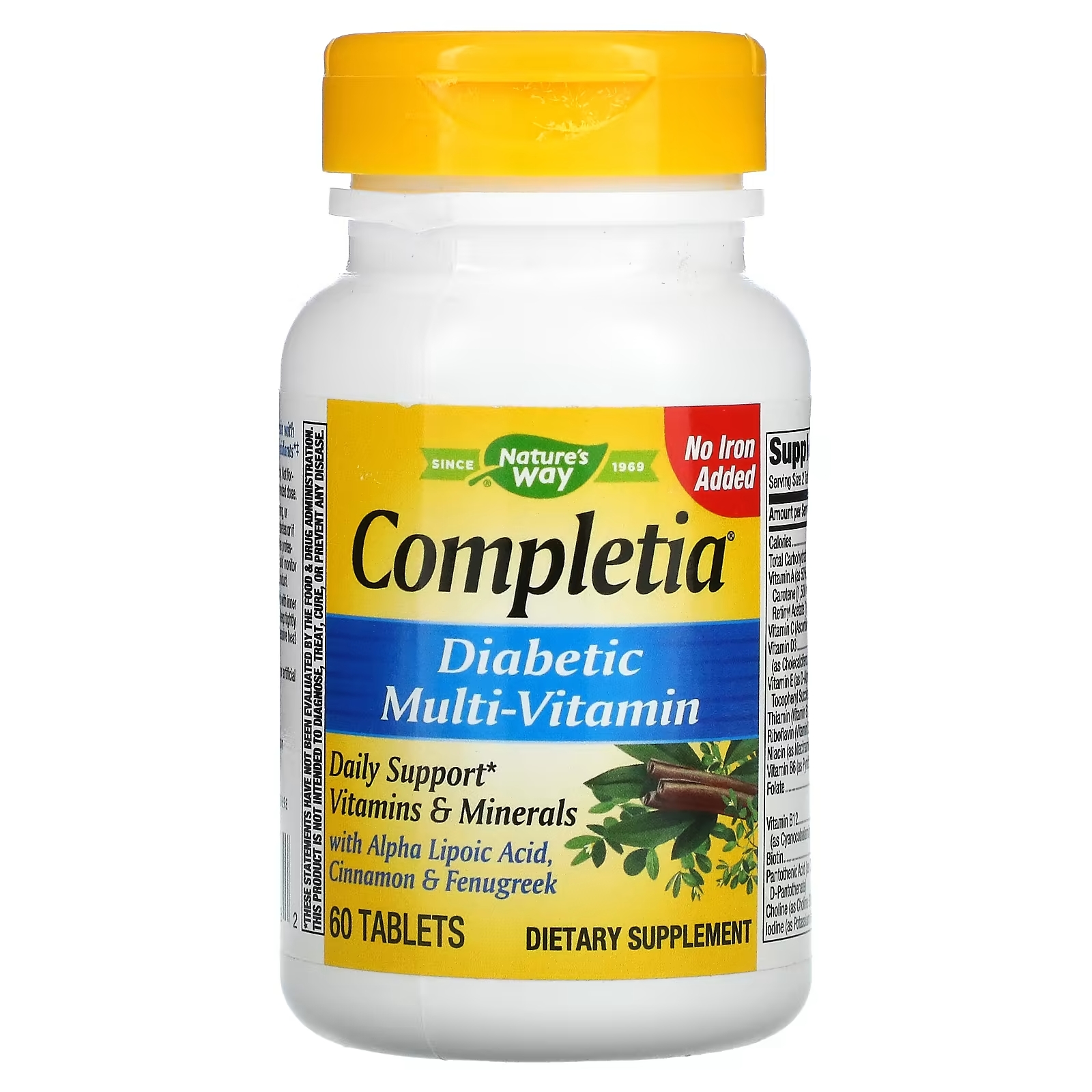 Nature's Way Completia мультивитаминный комплекс для диабетиков без спирта железа, 60 таблеток nature s way alive max3 daily мультивитаминный комплекс без добавления железа 90 таблеток