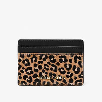 

Визитница Michael Michael Kors Jet Set Small Leopard Print Calf Hair, черный