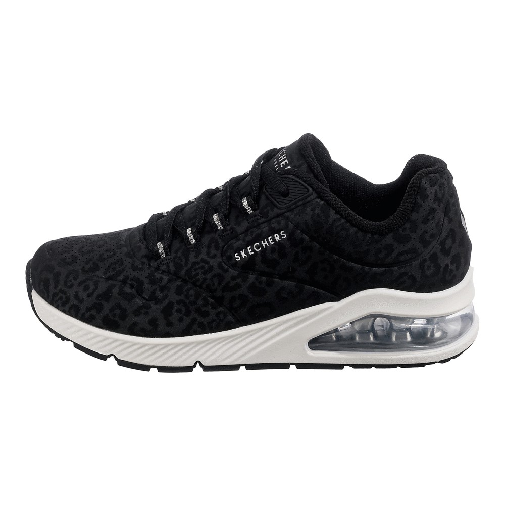 Кроссовки Skechers Sport Uno, black tonal leopard print durabuck/ mesh trim - фото