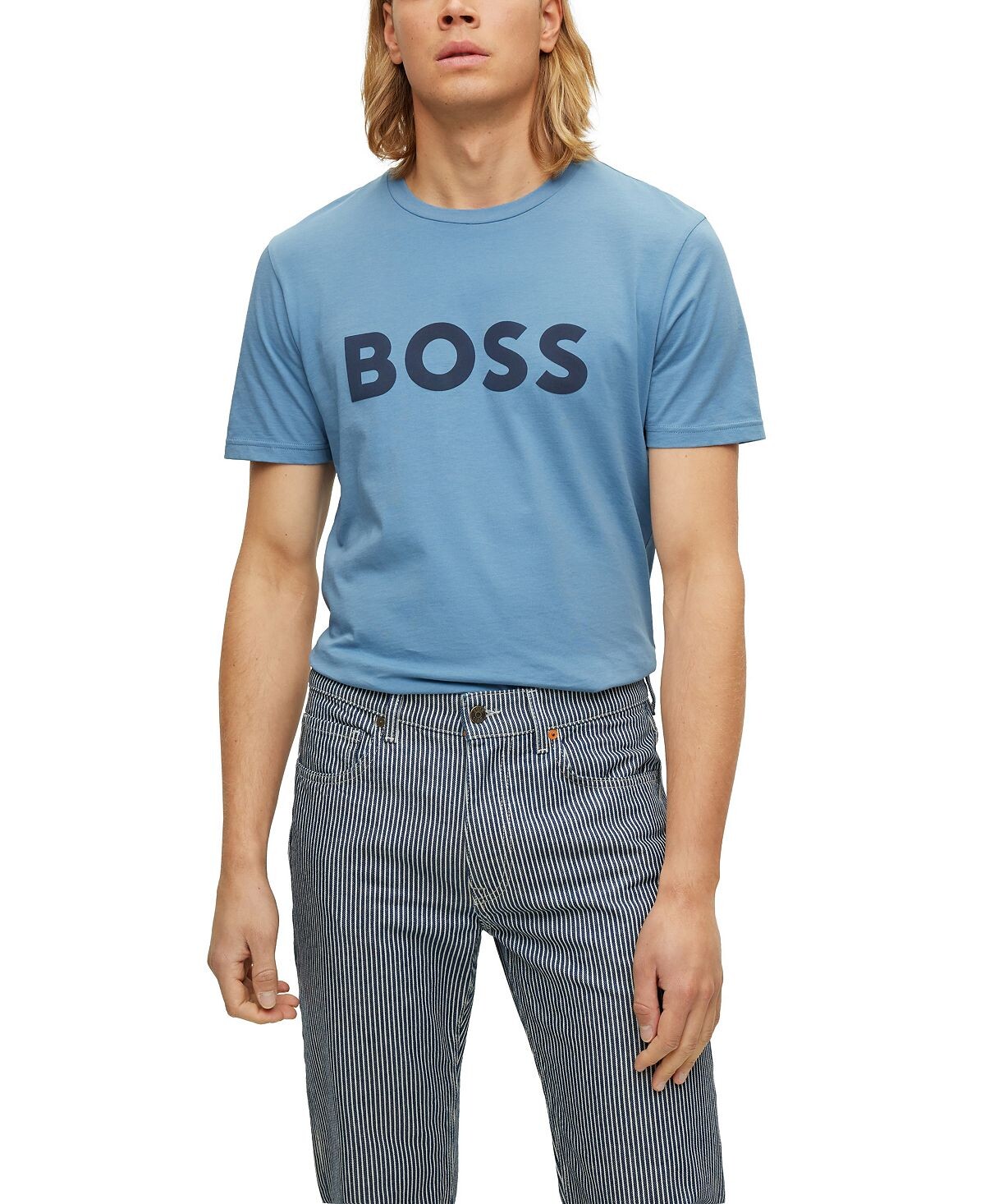 

Мужская футболка из джерси с резиновым принтом и логотипом boss Hugo Boss, мульти