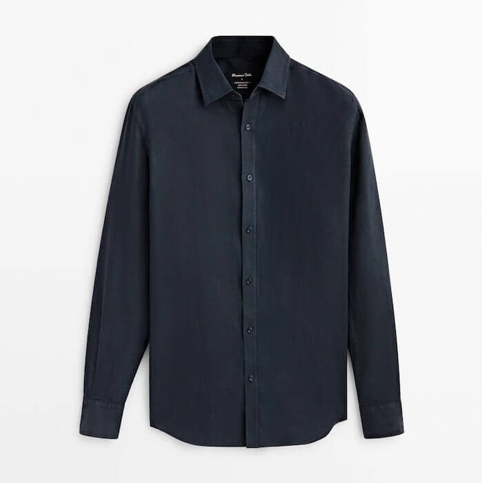 

Рубашка Massimo Dutti 100% Linen Slim-Fit, синий