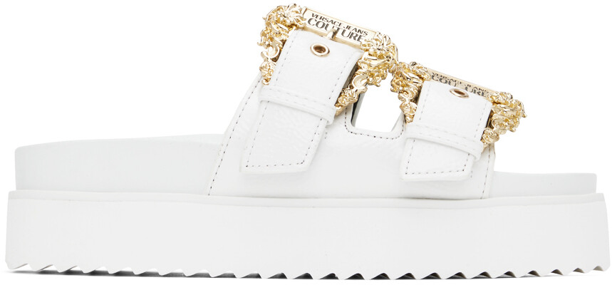 

Белые сандалии на плоской подошве Arizona Versace Jeans Couture