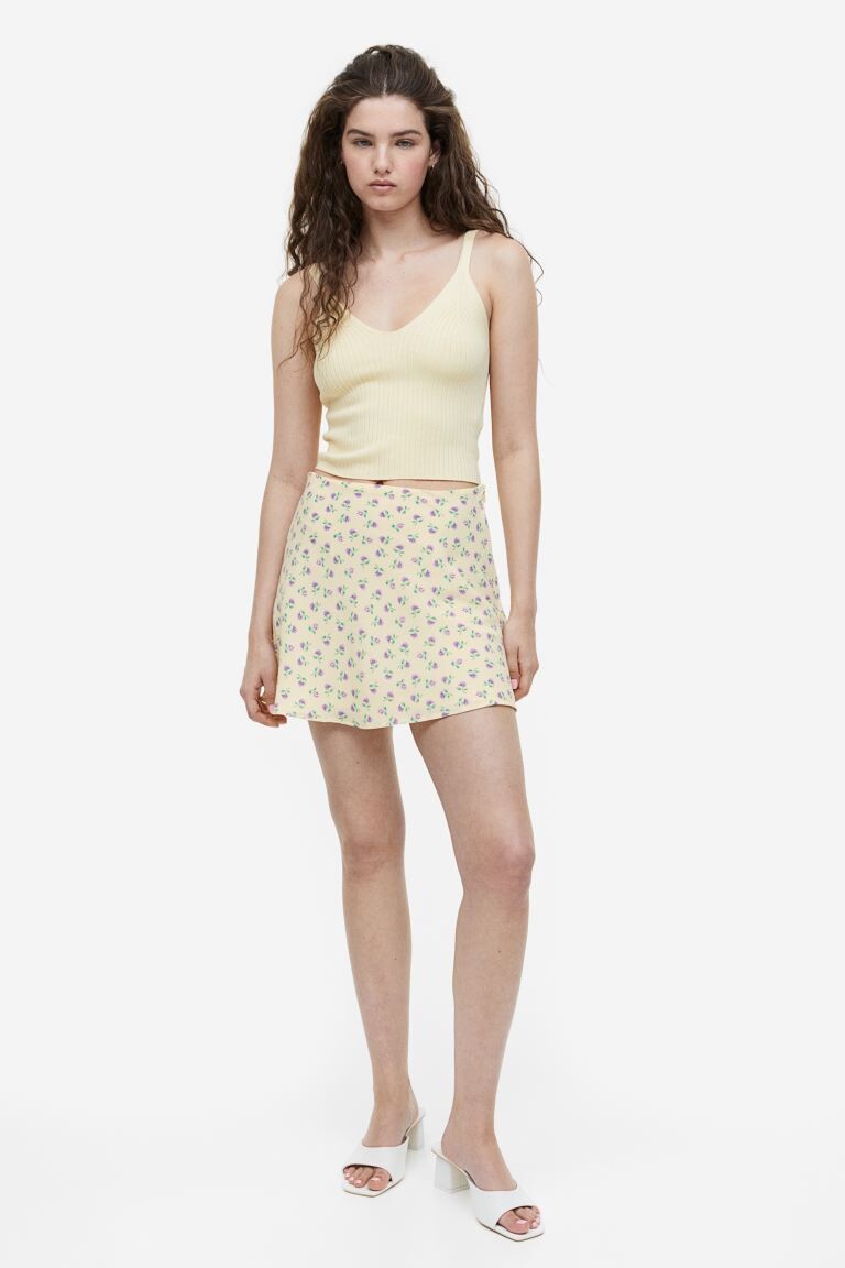 

Юбка А-силуэта с рисунком H&M, светло-желтый/цветочный