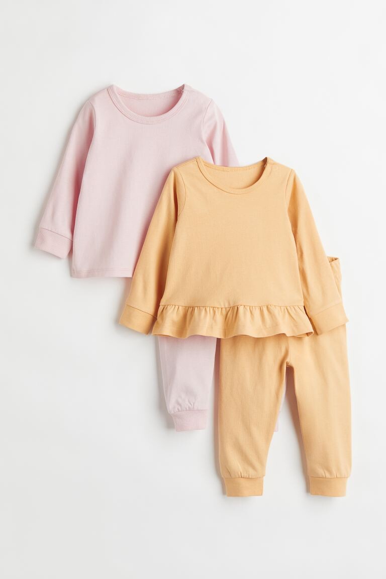 

2 пары хлопковых пижам H&M, светло-розовый/желтый
