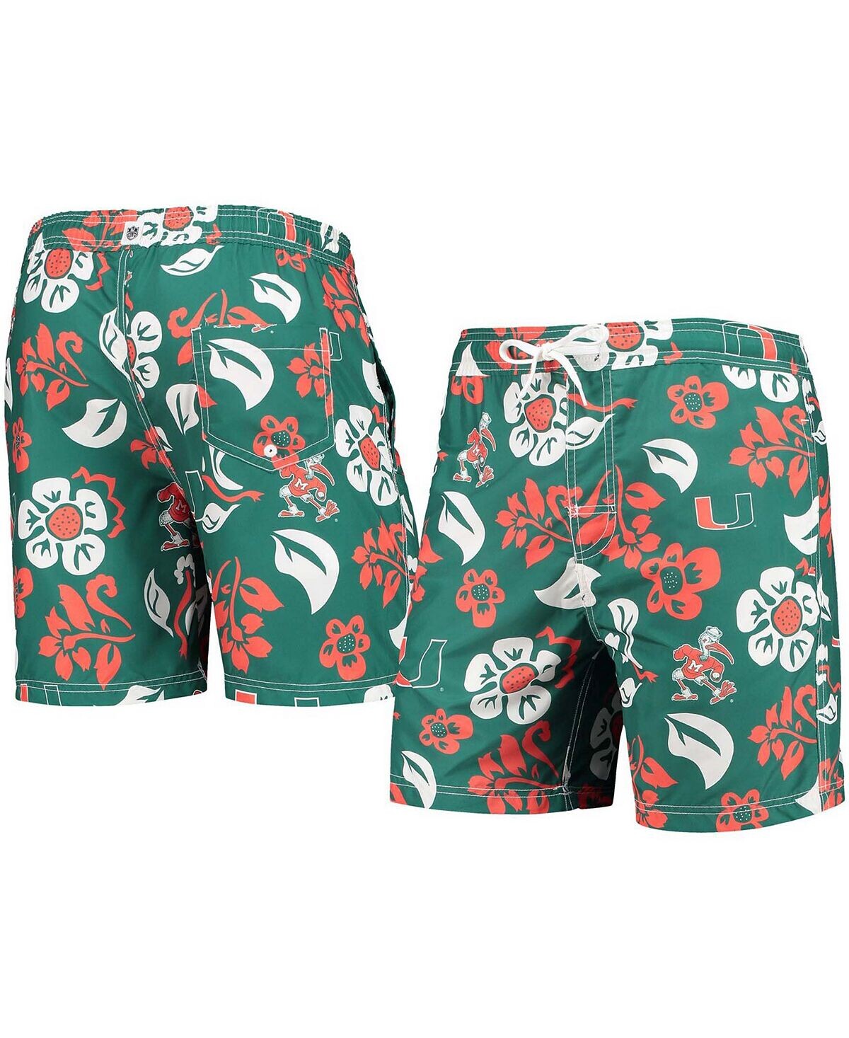

Мужские зеленые плавки miami hurricanes с цветочным принтом volley logo Wes & Willy, зеленый