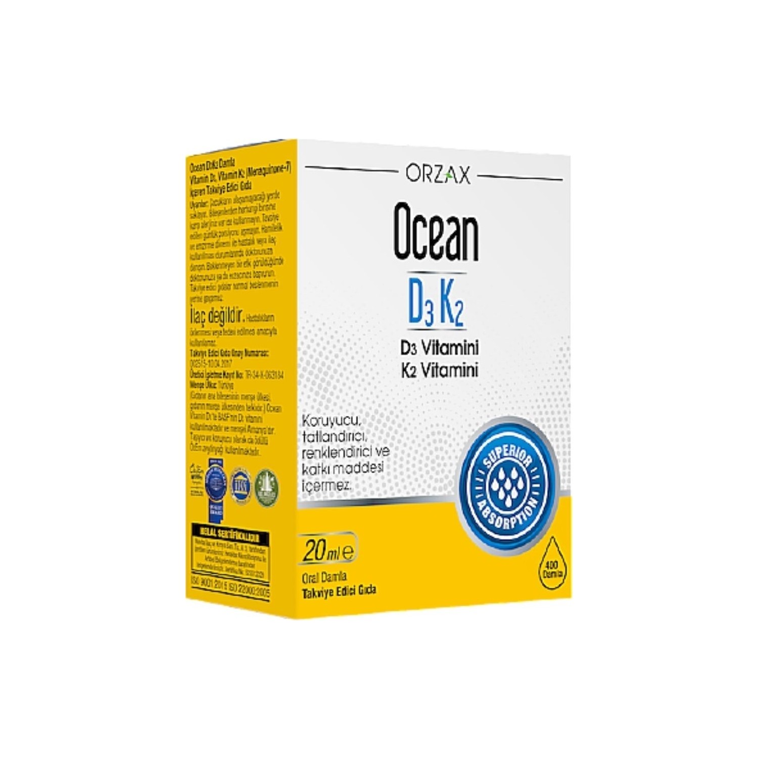 Витаминные капли Orzax Ocean D3 / K2, 20 мл витаминные капли d3 k2 orzax 20 мл цинковая добавка 15 мг 30 таблеток