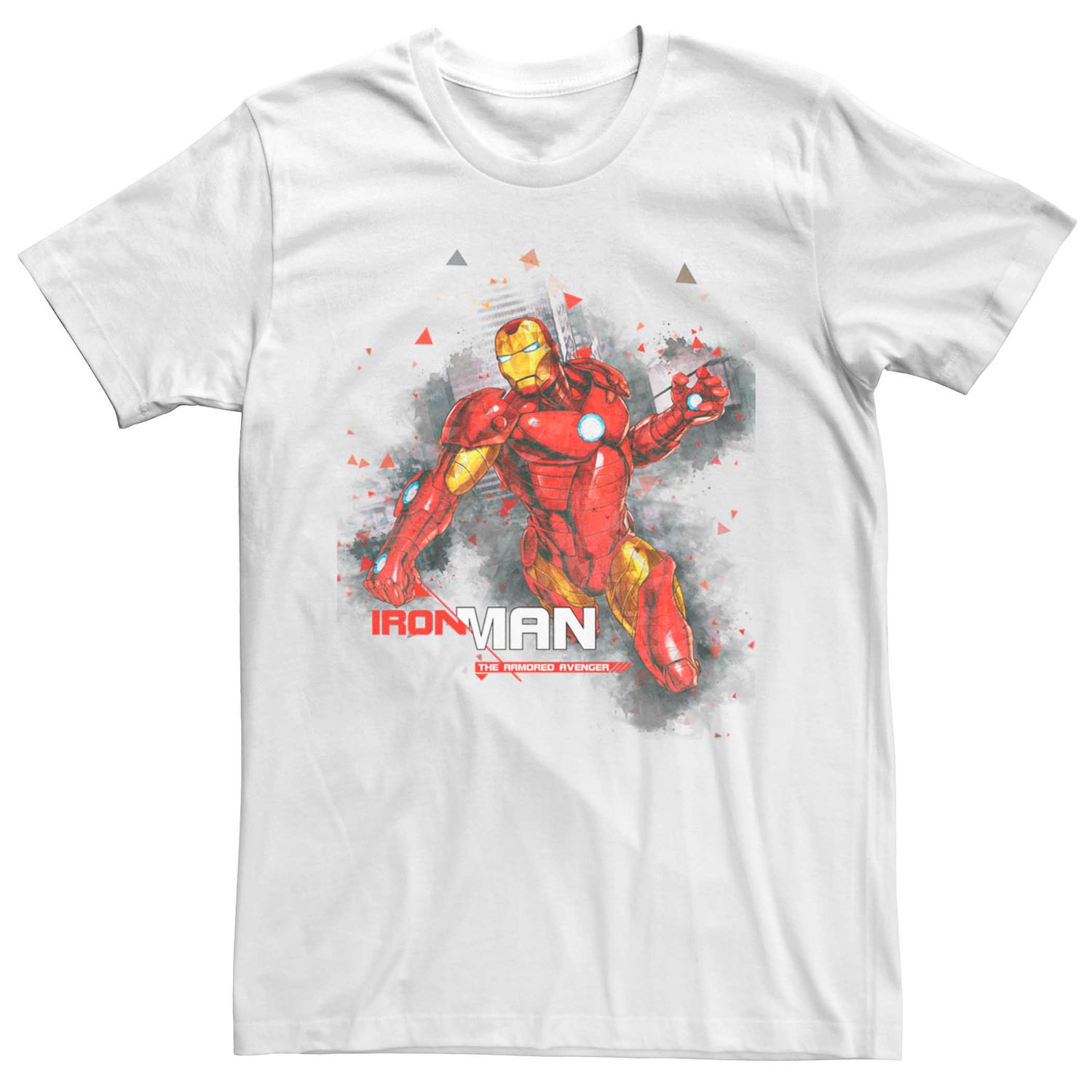 Мужская футболка с акварельными брызгами и портретом Marvel Iron Man Licensed Character мужская футболка marvel iron man arc reactor heart с портретом licensed character