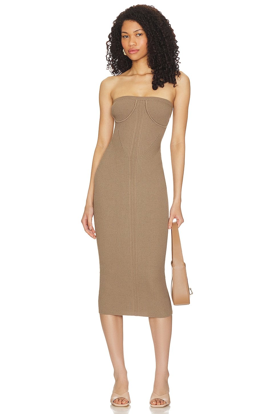 

Платье Camila Coelho Ebrill Strapless Knit, цвет Army Green