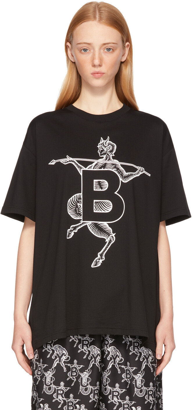 

Черная большая футболка Mythical Alphabet с буквой B Burberry, Черный