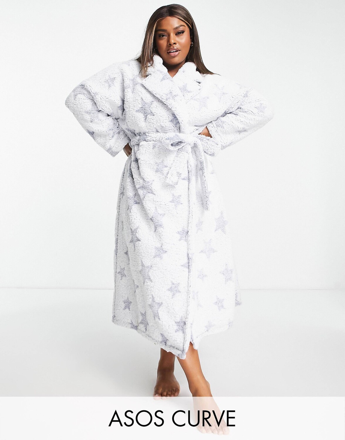 

Синий макси-халат ASOS DESIGN Curve lounge mix & match star
