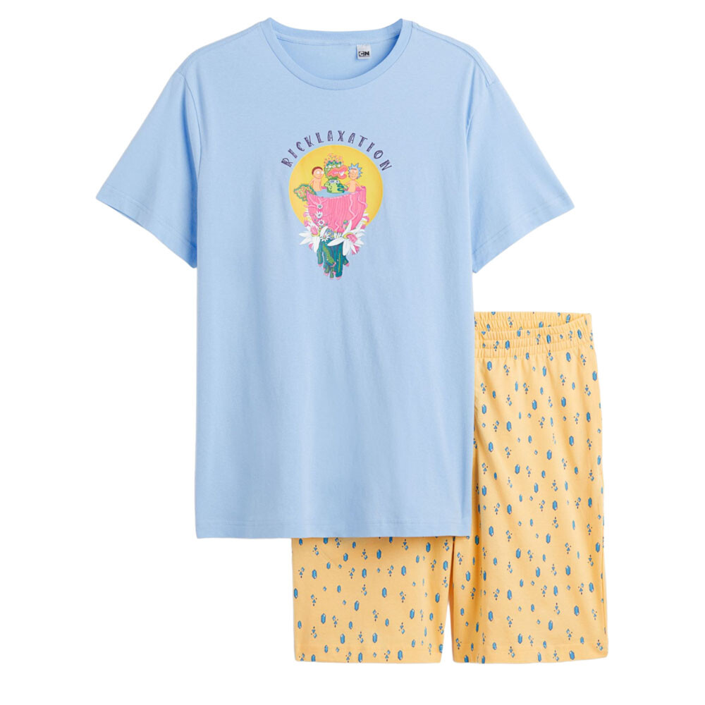 

Пижама H&M Rick and Morty T-shirt And Shorts, голубой/желтый