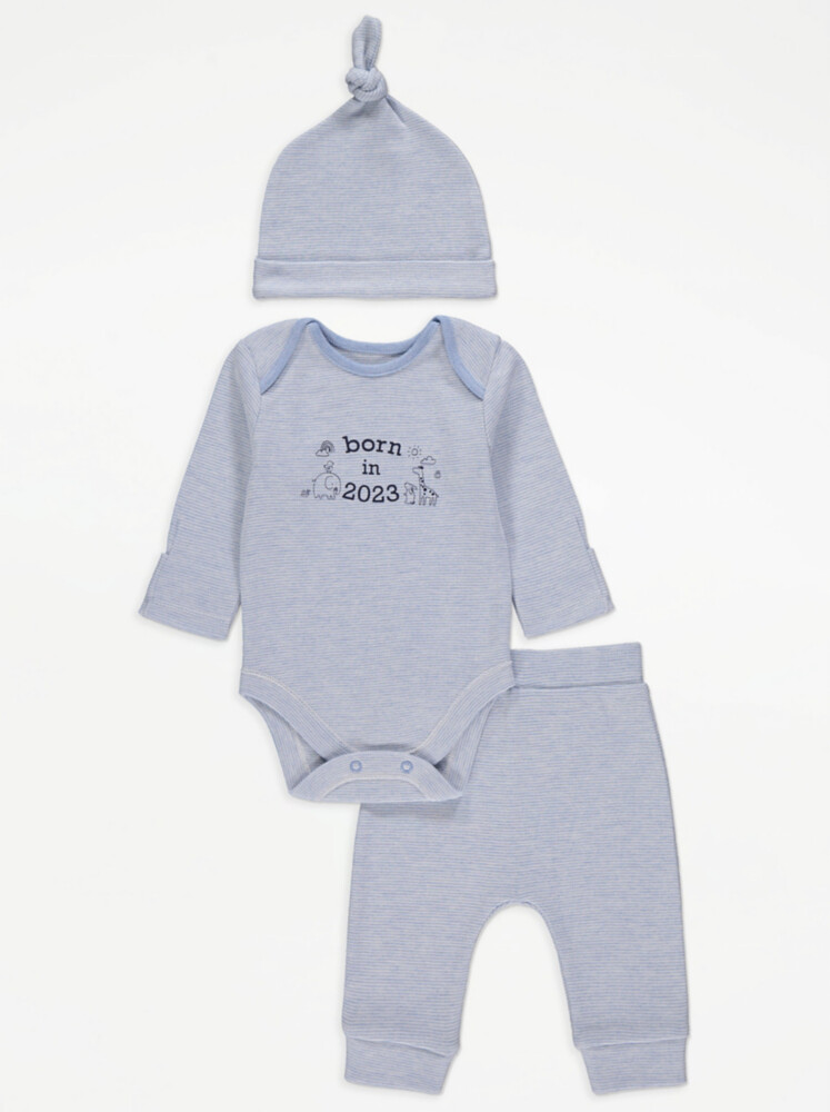 

Боди-джоггеры и шляпа Blue Stripe Born In 2023 George., синий