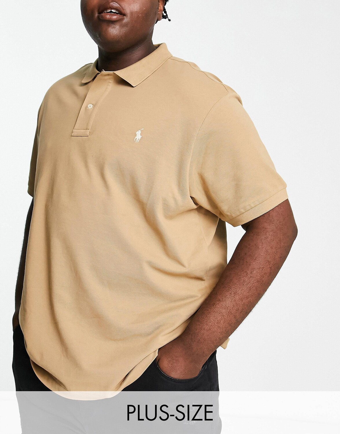 

Светло-коричневое поло из пике с логотипом Polo Ralph Lauren Big & Tall, Коричневый