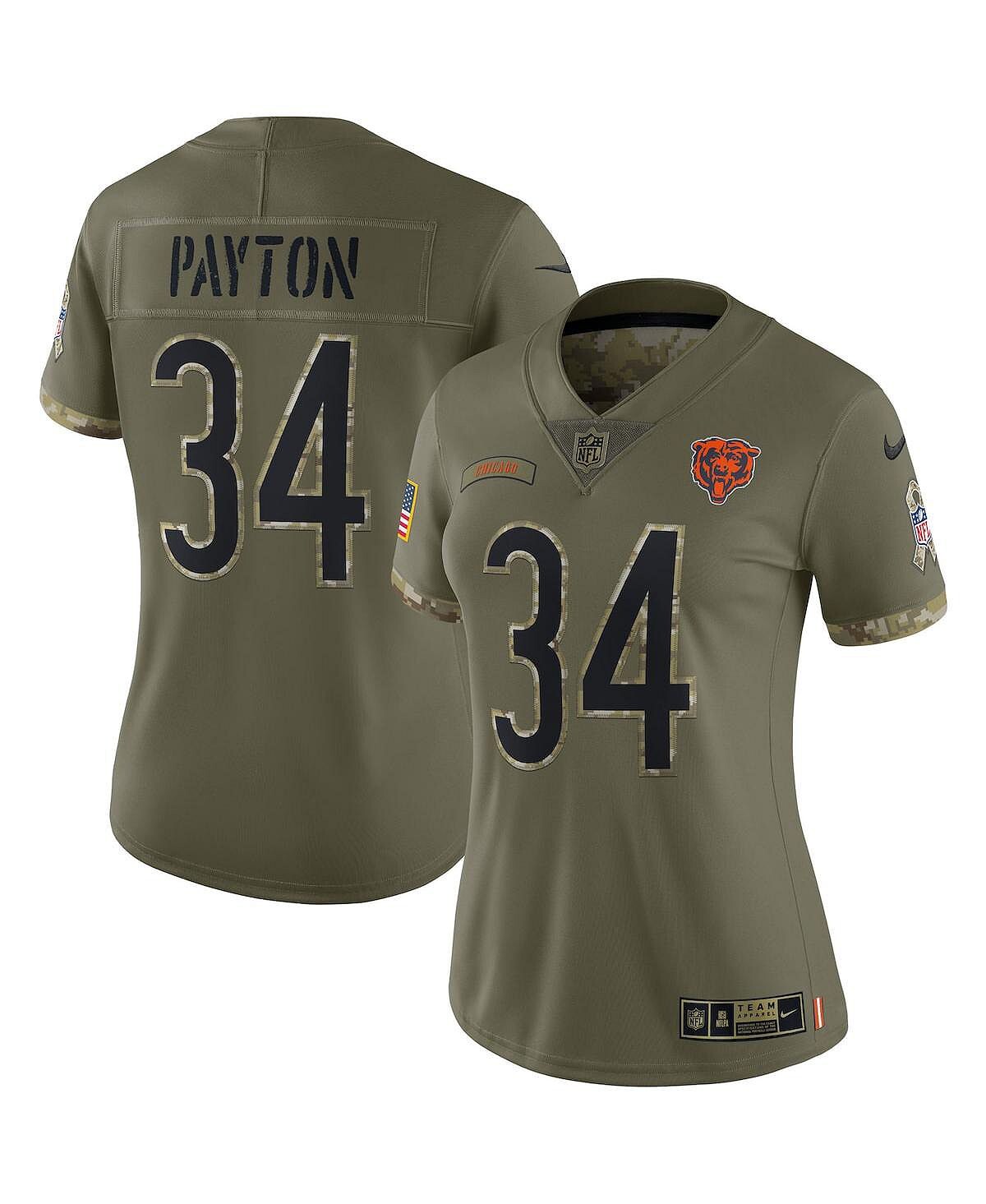 

Женская футболка walter payton olive chicago bears 2022 salute to service renied player limited jersey Nike, Серый