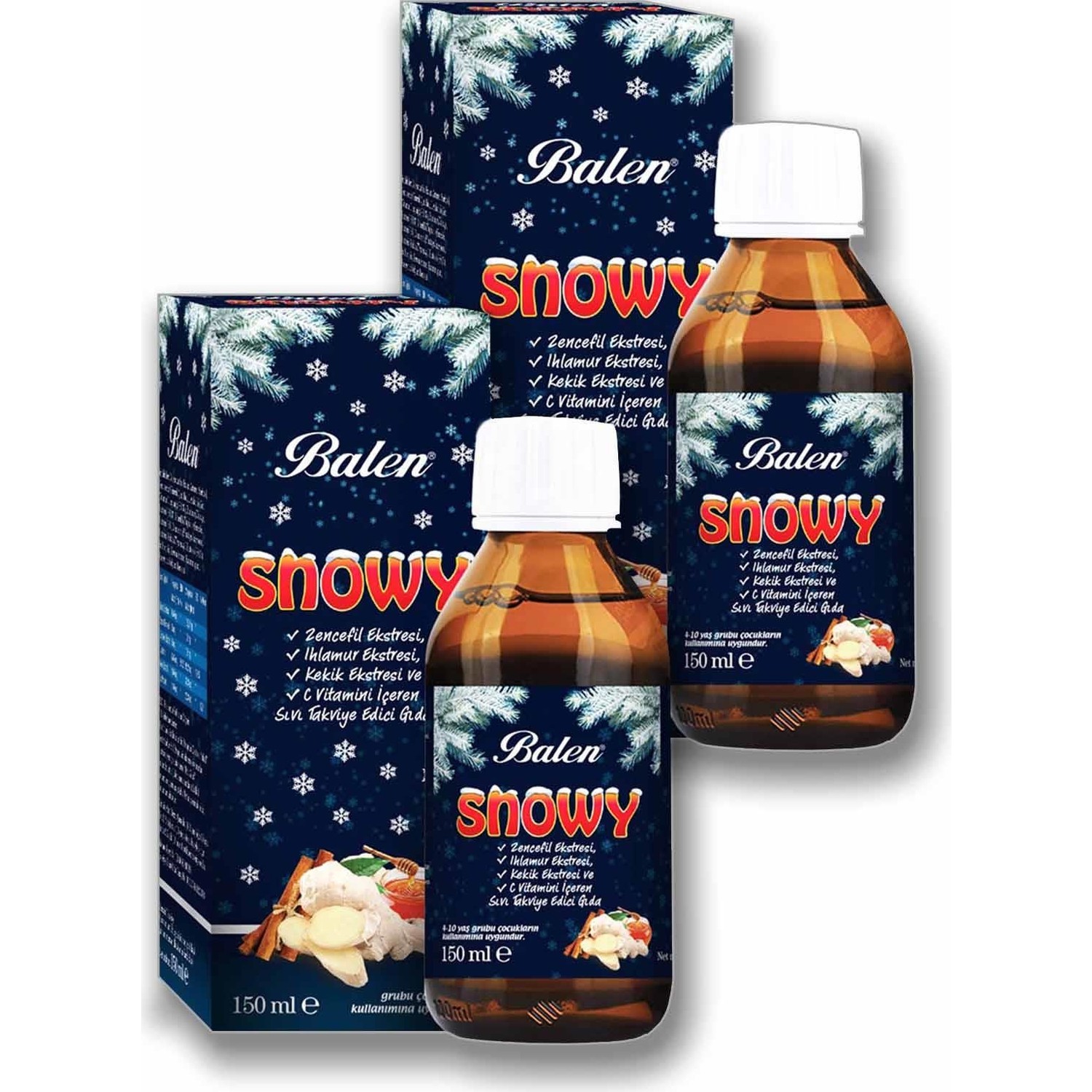 Пищевая добавка Balen Snowy Surup, 2 упаковки по 150 мл сироп от кашля dr theiss mucoplant экстракт подорожника витамин с 100 мл