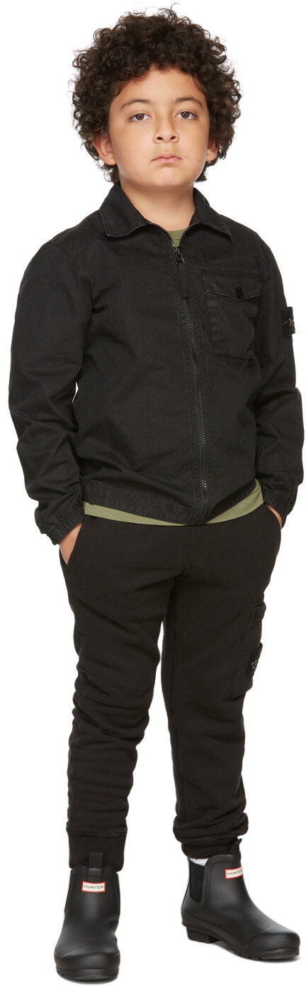 

Детская черная верхняя рубашка на молнии Stone Island Junior