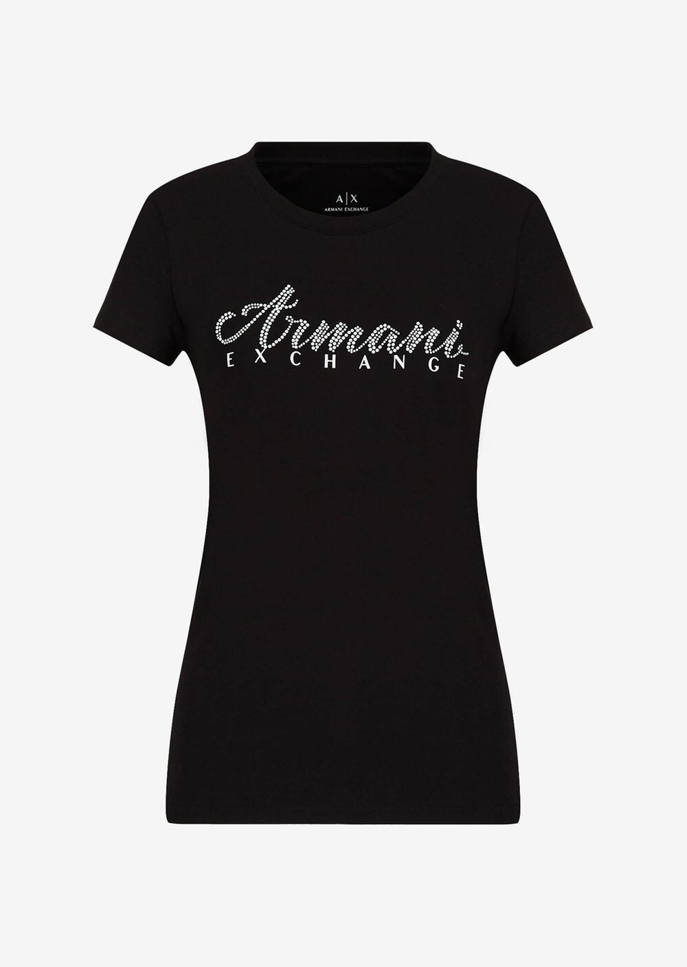 

Хлопковая футболка узкого кроя с логотипом Armani Exchange, черный