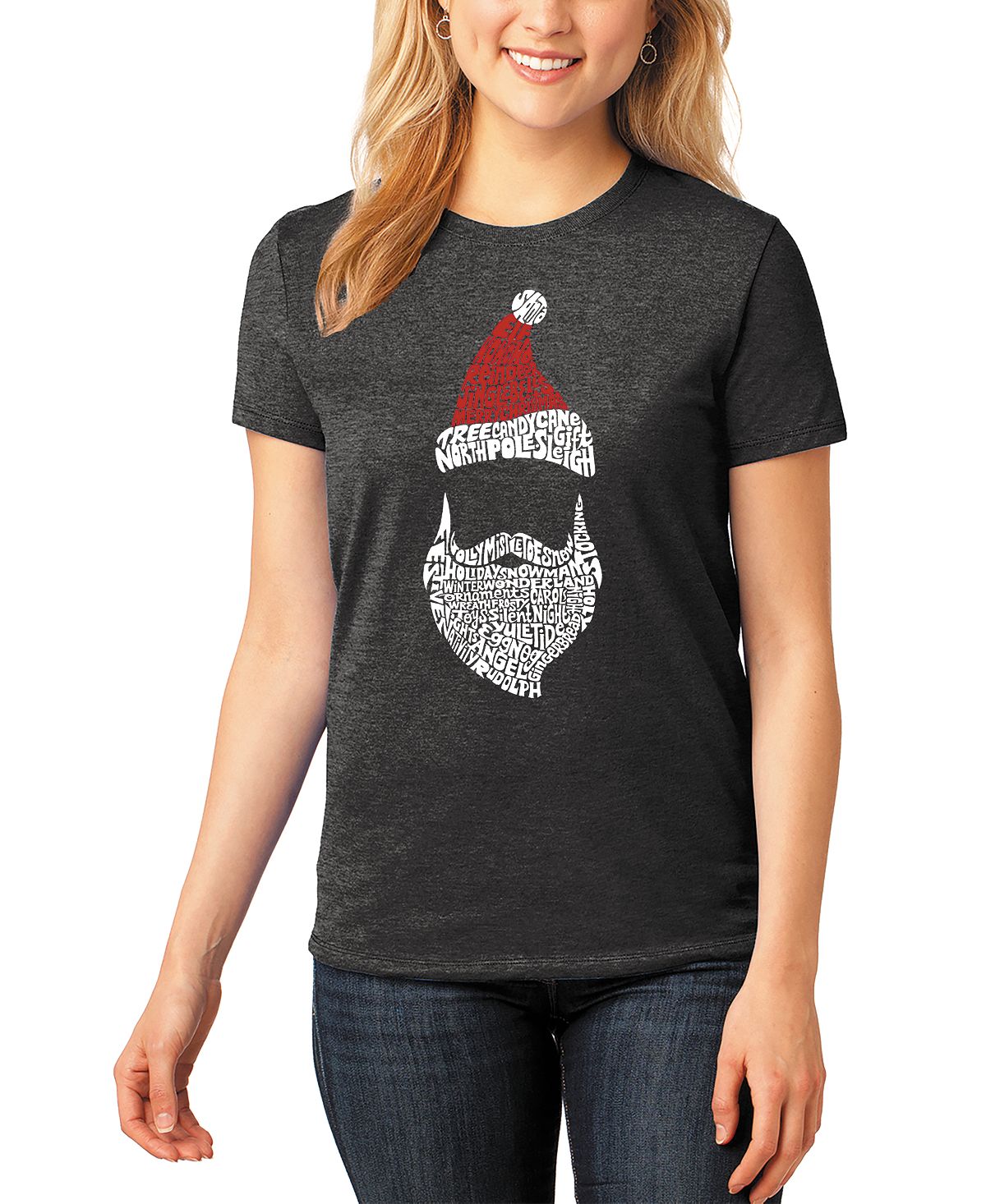 Женская футболка с изображением санта-клауса premium blend word art LA Pop Art, черный рождественские сны