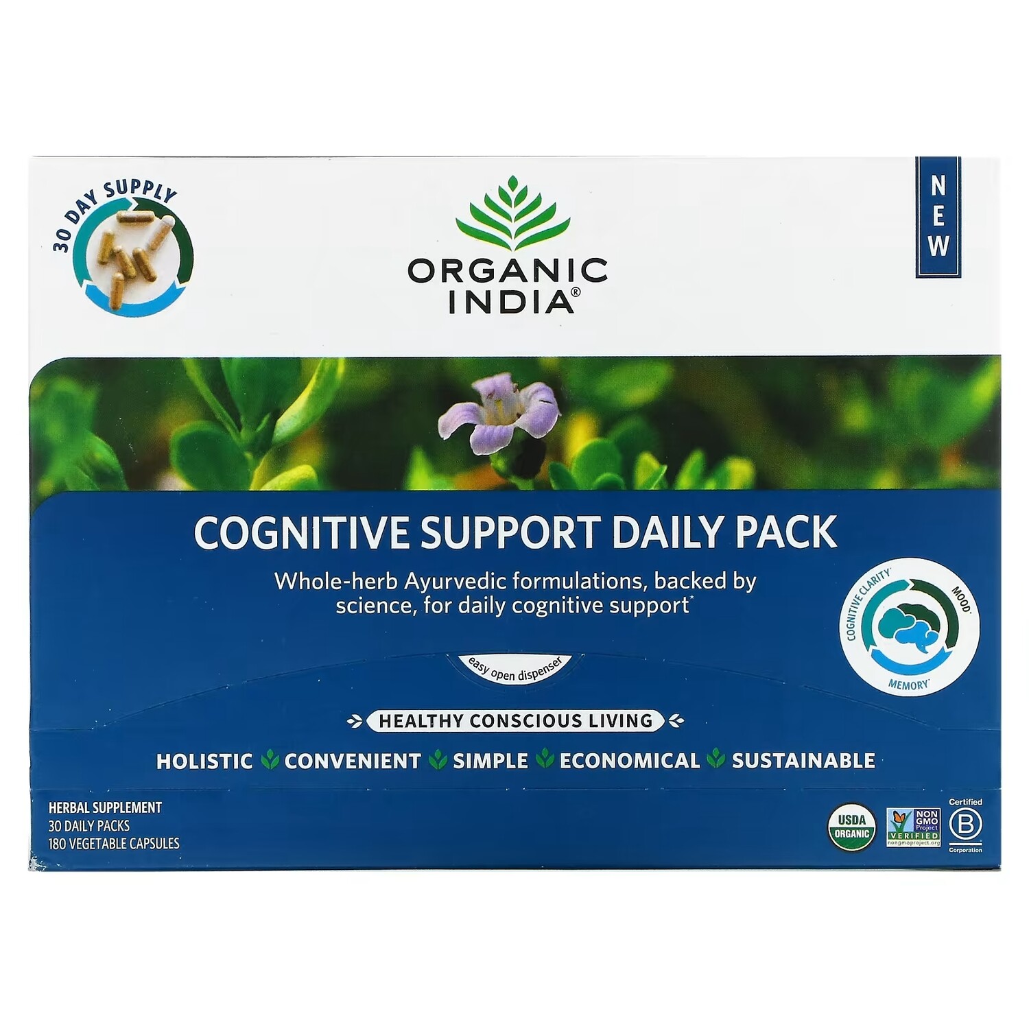 

Ежедневный Пакет для Поддержки Когнитивных Функций Organic India, 30 пакетиков