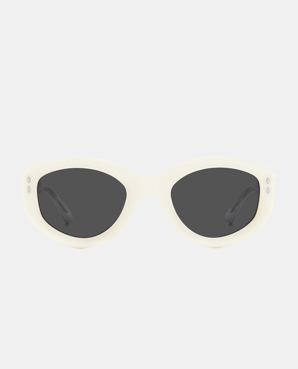 цена Круглые женские солнцезащитные очки из ацетата белого цвета Isabel Marant, белый