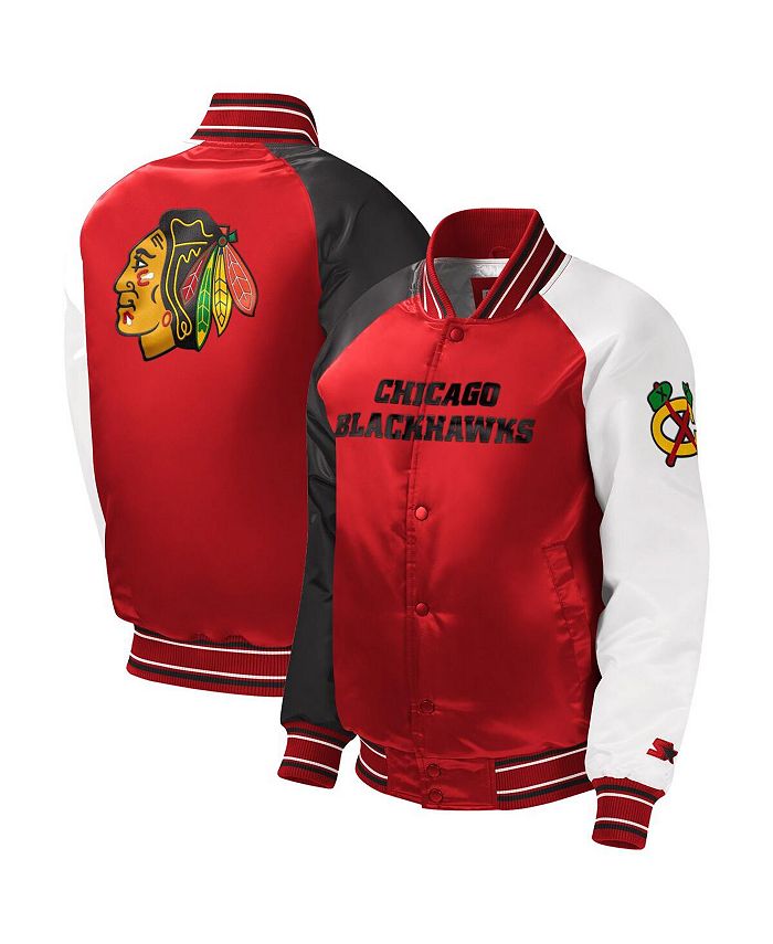 цена Красная университетская куртка с длинными кнопками реглан Big Boys Chicago Blackhawks Starter, красный