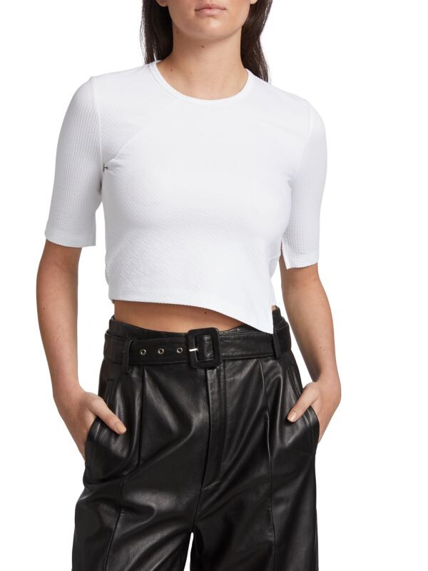 

Асимметричный укороченный топ в рубчик Helmut Lang White
