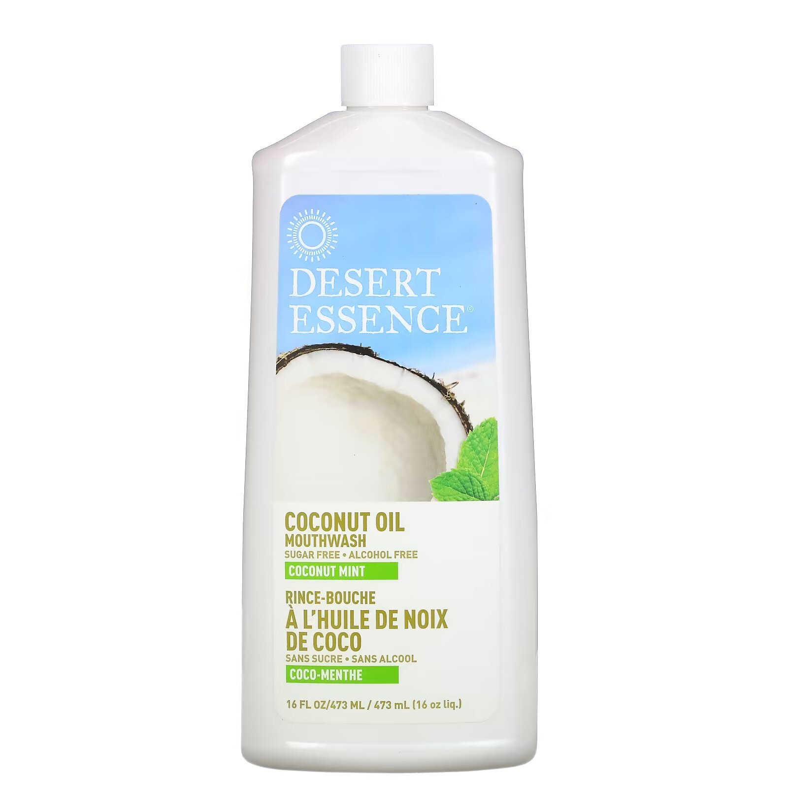 Desert Essence, ополаскиватель для рта с кокосовым маслом, кокосовая мята, 473 мл (16 жидк. унций) - фото