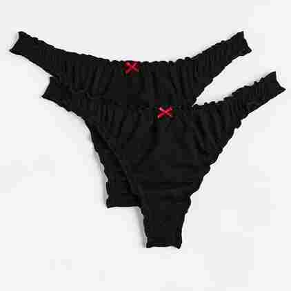 

Комплект трусов H&M Thong Overlocked Edges, 2 предмета, черный