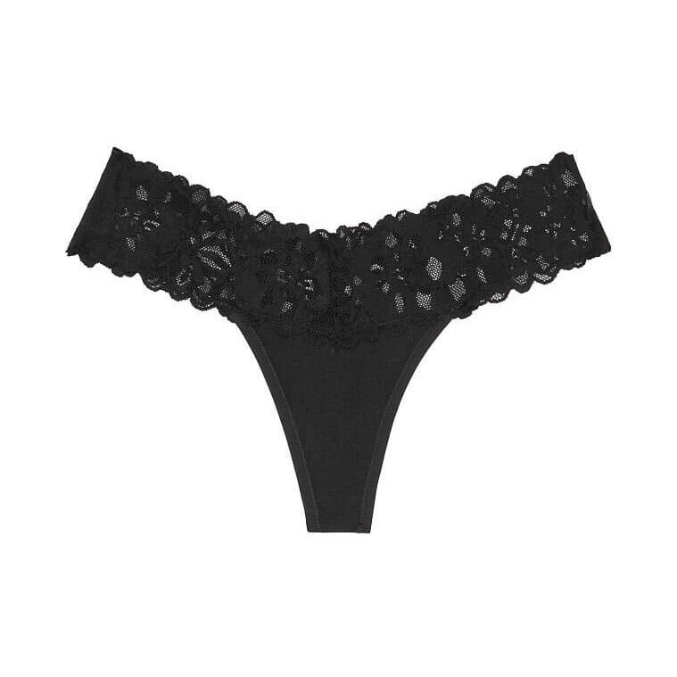 

Трусики-стринги Victoria's Secret Lace Waist Cotton, черный