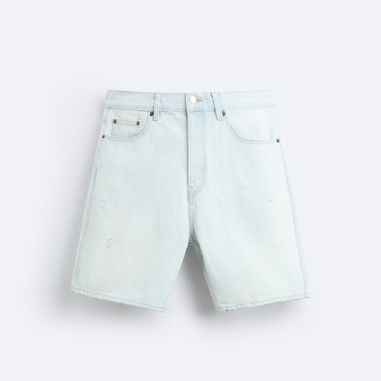 Шорты Zara Ripped Denim Bermuda, бело-голубой шорты zara ripped denim bermuda серо черный