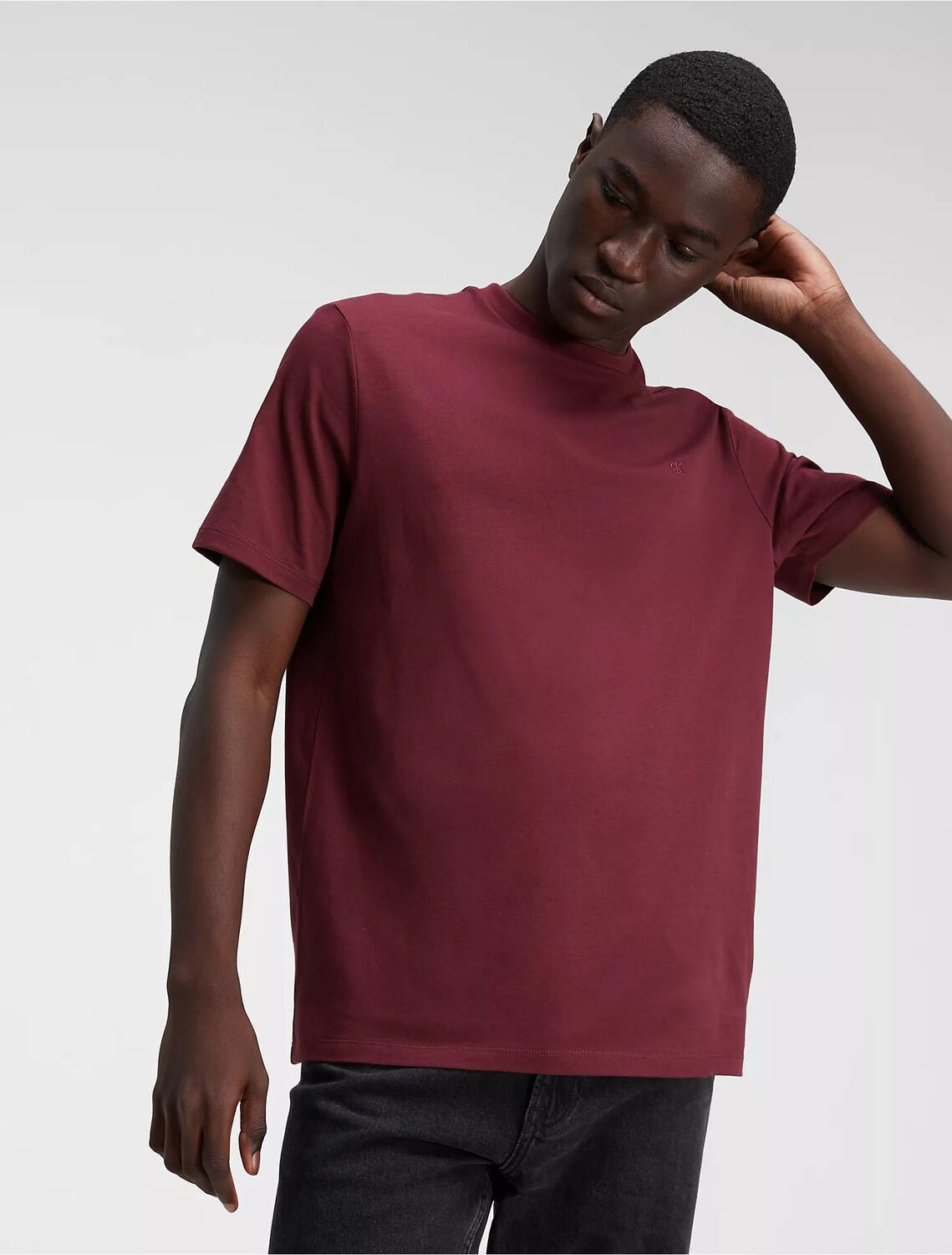 

Футболка Calvin Klein Jeans Waffle Henley Crewneck, темно-красный
