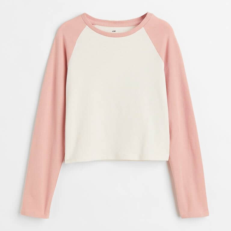 

Топ из хлопкового джерси H&M, светло-розовый