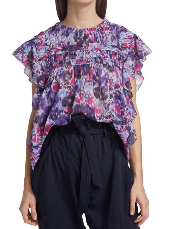 

Топ Isabel Marant Étoile Layona Ikat Flutter с цветочным принтом, фиолетовый