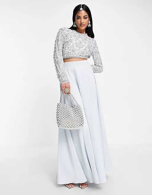 

Юбка макси Asos Design, голубой/серебристый