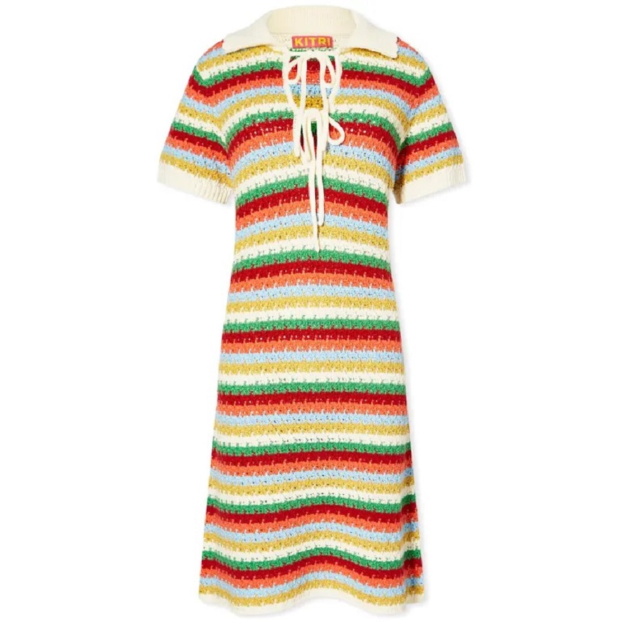 Платье Kitri Ridley Multi Striped Crochet Knit Mini, мультиколор
